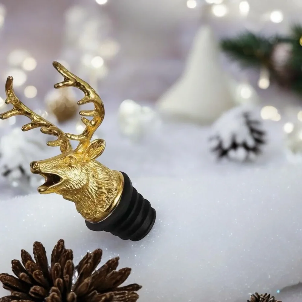 Gold Deer Head Pour Spout for Beverages or Wine and Liquor